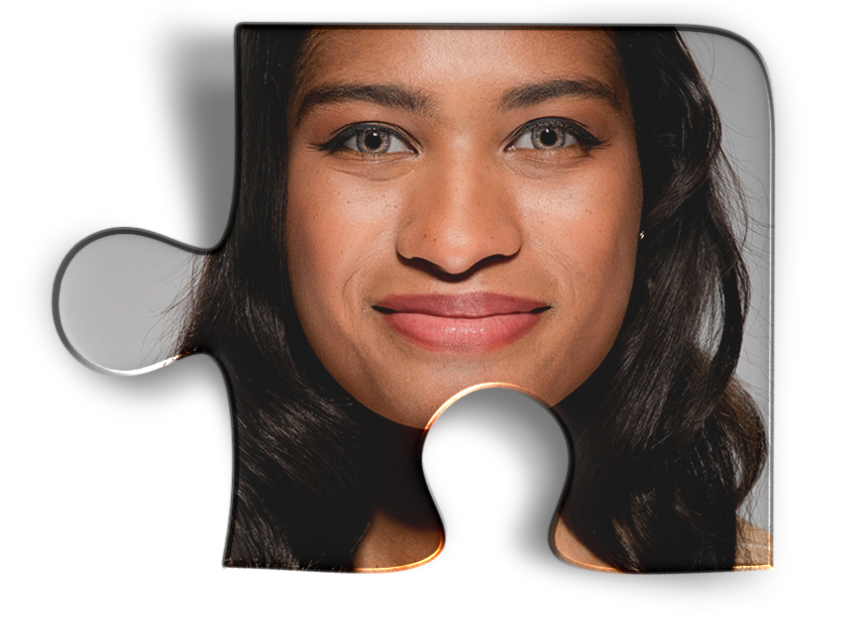 puzzle piece featuring one woman's face