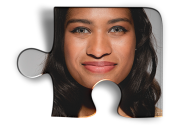 puzzle piece featuring one woman's face